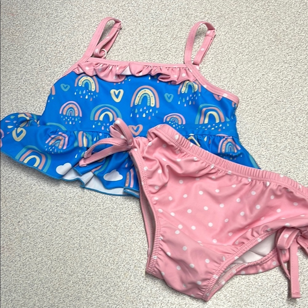 Rainbow Dreams Kids Swim Bikini Set - Pink & Blue